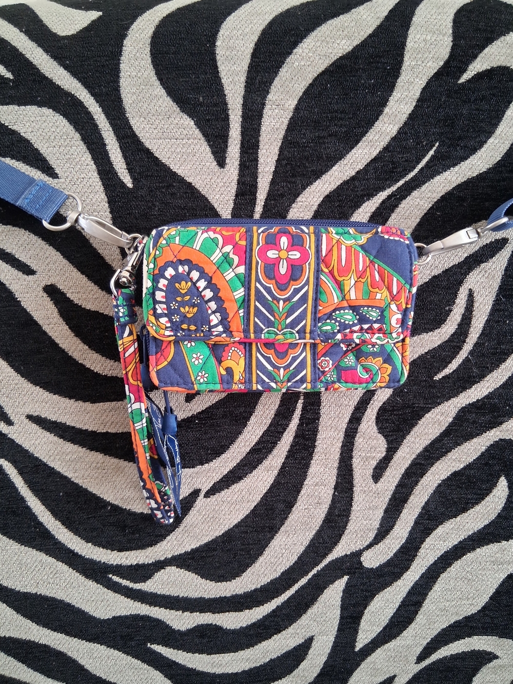 Vera Bradley Navy Multi Quilted Floral Crossbody Wristlet